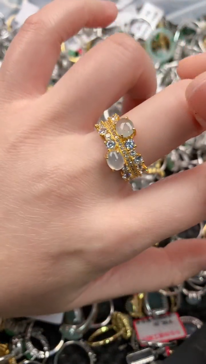 银S925镶嵌戒指翡翠333   3