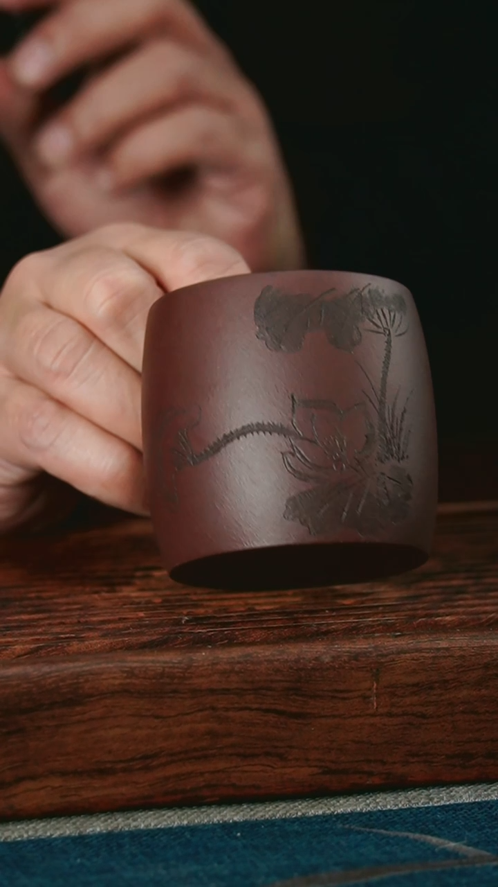 【闪购商品】紫砂茶杯紫泥清香荷花