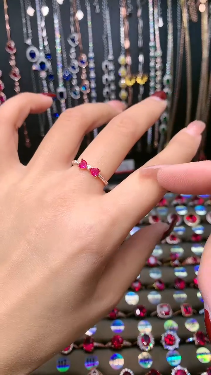 【闪购商品】红宝石戒指银S925镶嵌玫瑰金