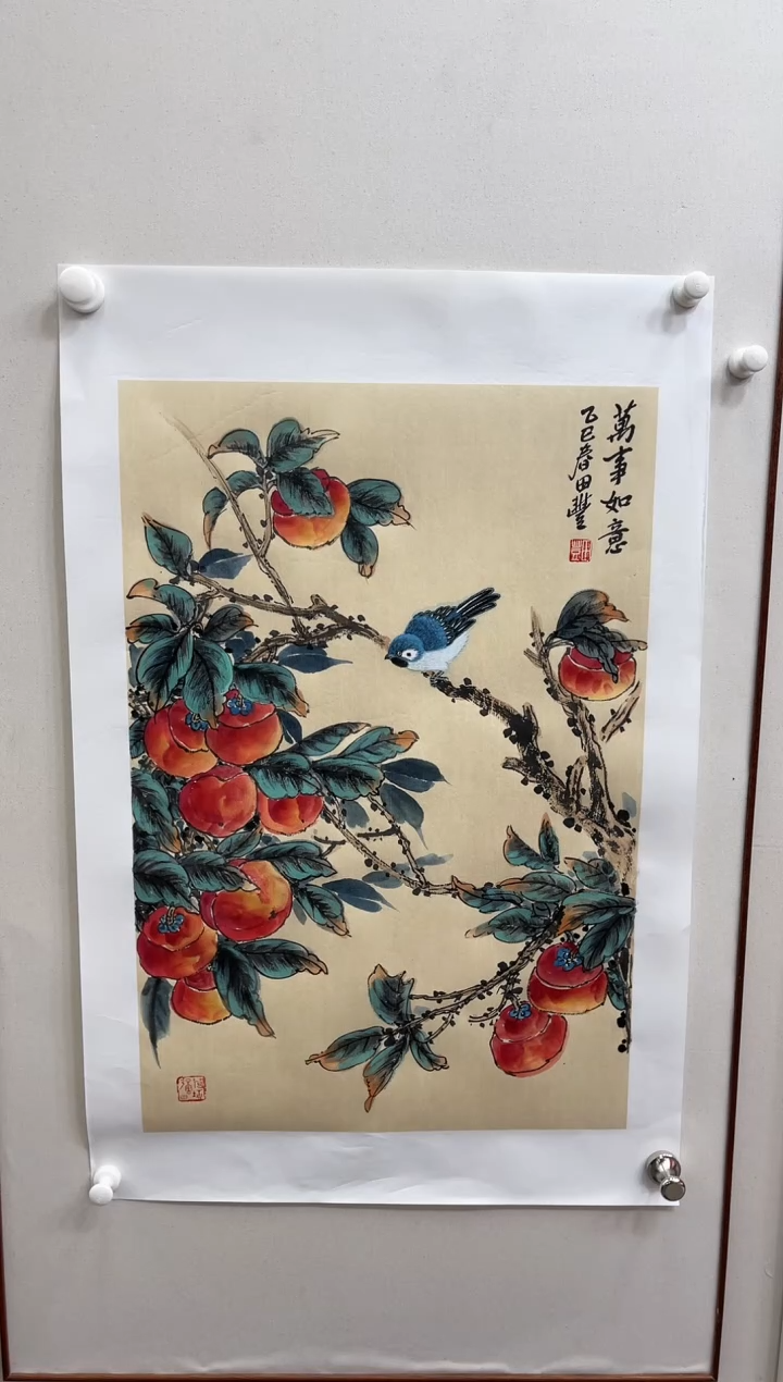 【闪购商品】国画田-现场创作四尺三开花鸟无框/W