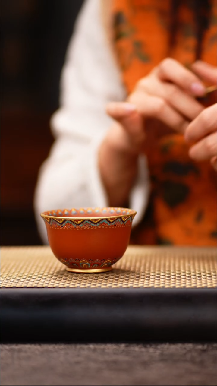 HZ34朱泥 珐琅金饭碗