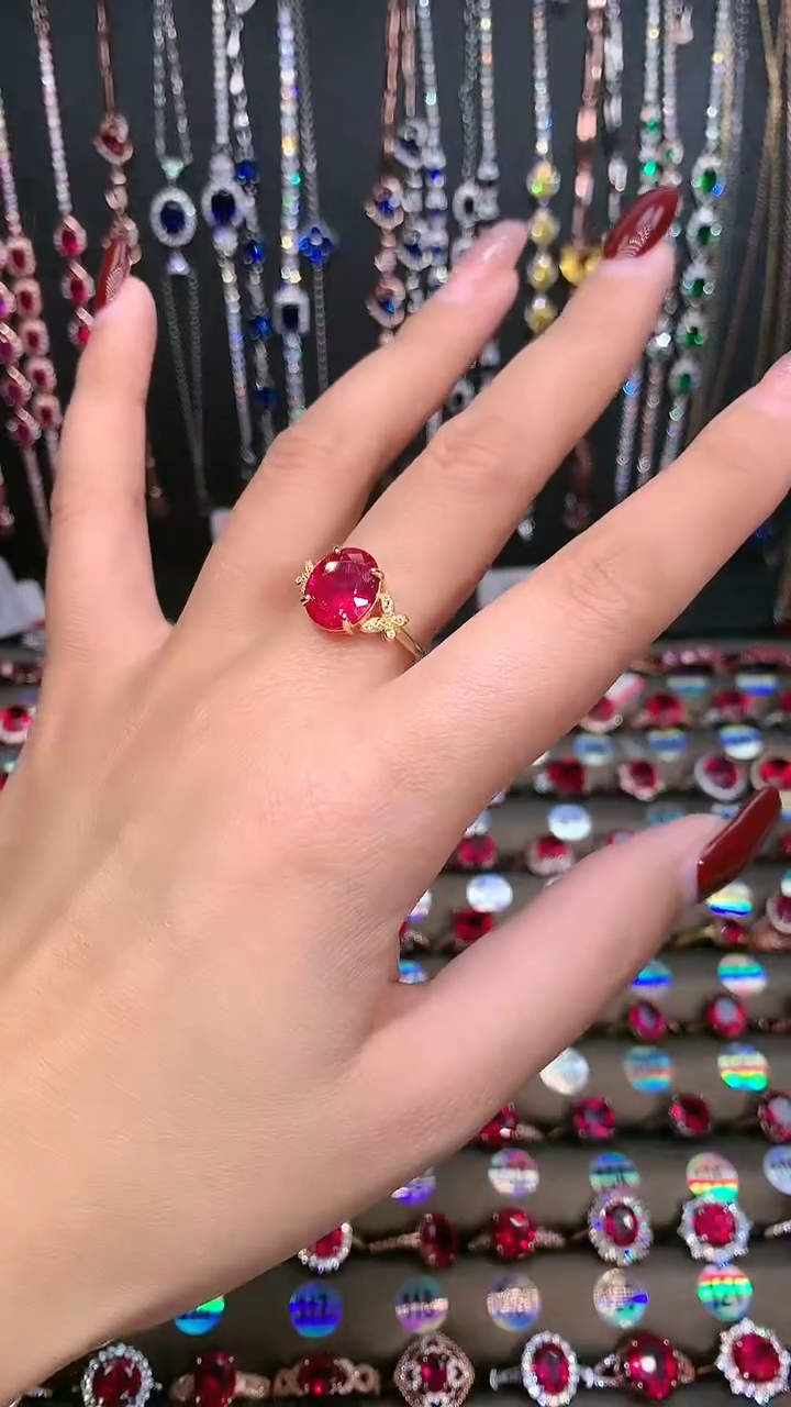 【闪购商品】红宝石戒指银S925镶嵌金9.11