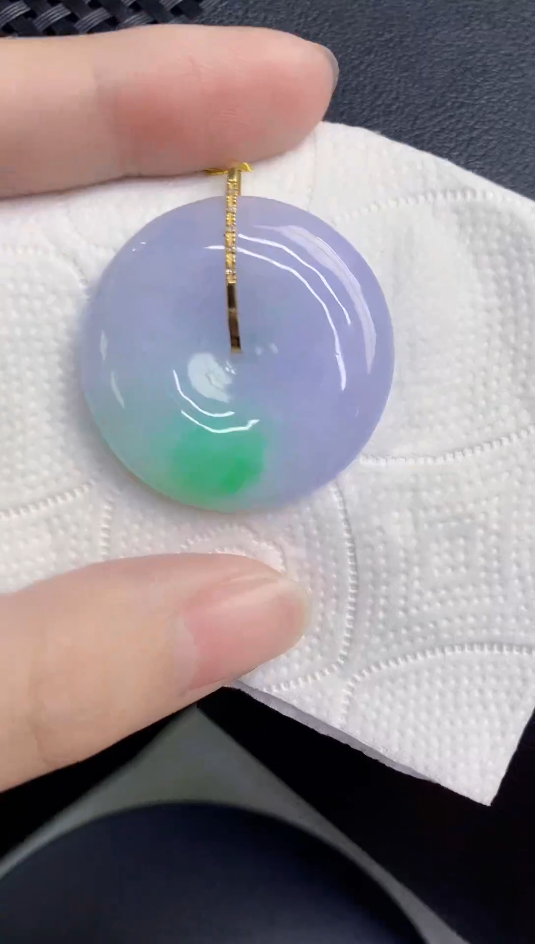 颈饰18K金镶嵌翡翠天然翡翠缅甸A货