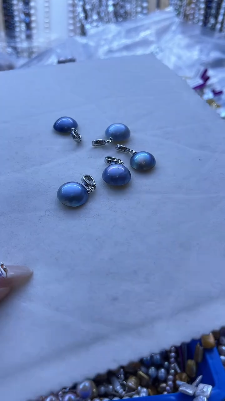 【闪购商品】拼合珍珠（马贝珠）吊坠《不含链》银S925镶嵌299