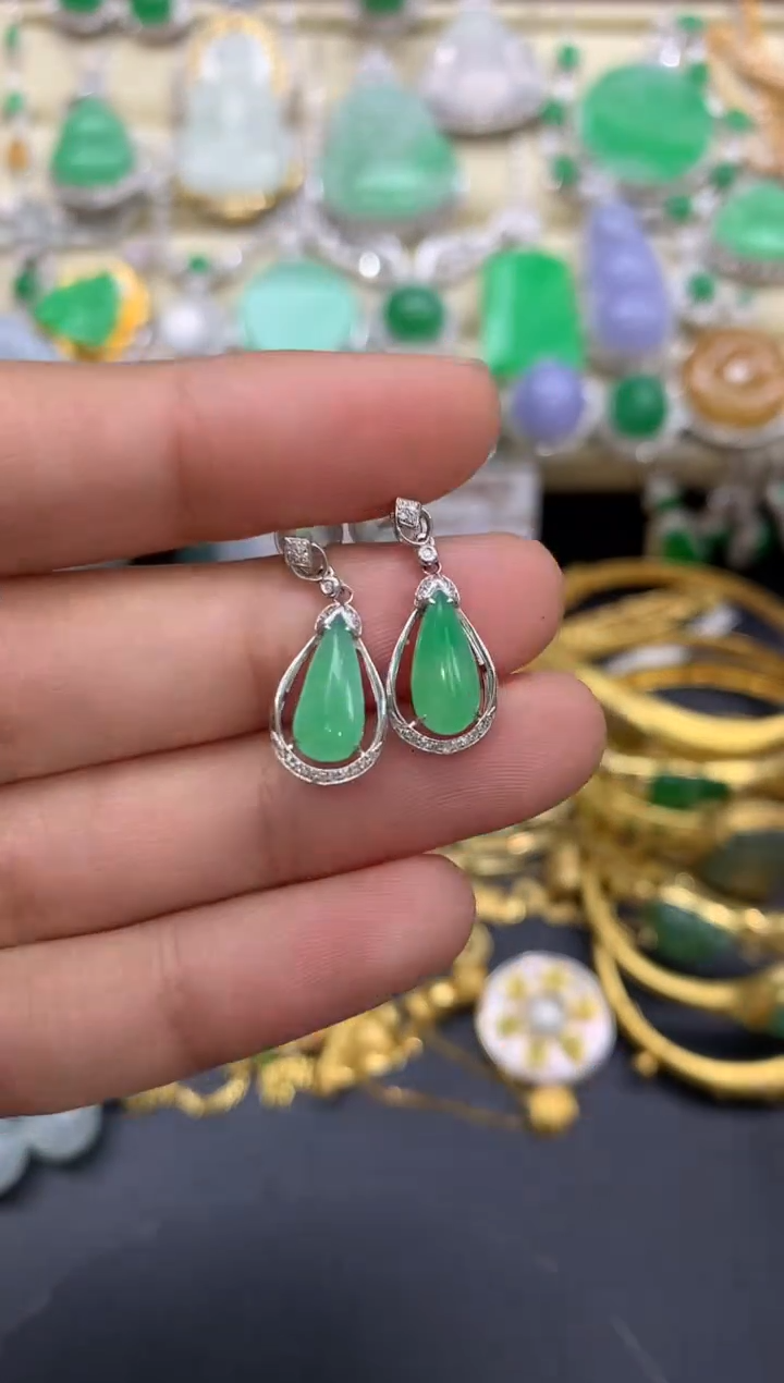 【闪购商品】翡翠耳饰18K金镶嵌72-中国好珍宝