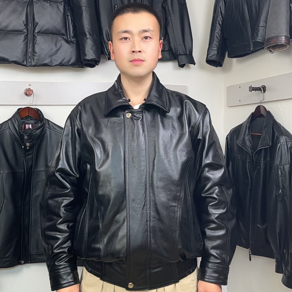 真皮皮衣男士秋冬户外头层牛皮骑行加棉外套复古港风翻领皮夹克