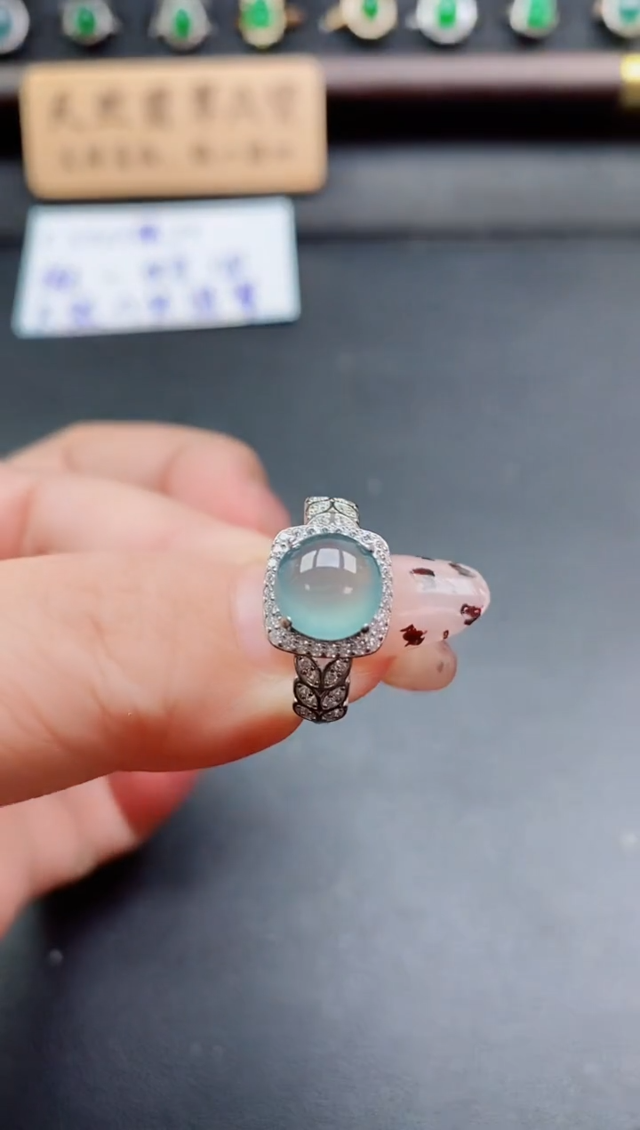 银S925镶嵌戒指翡翠1