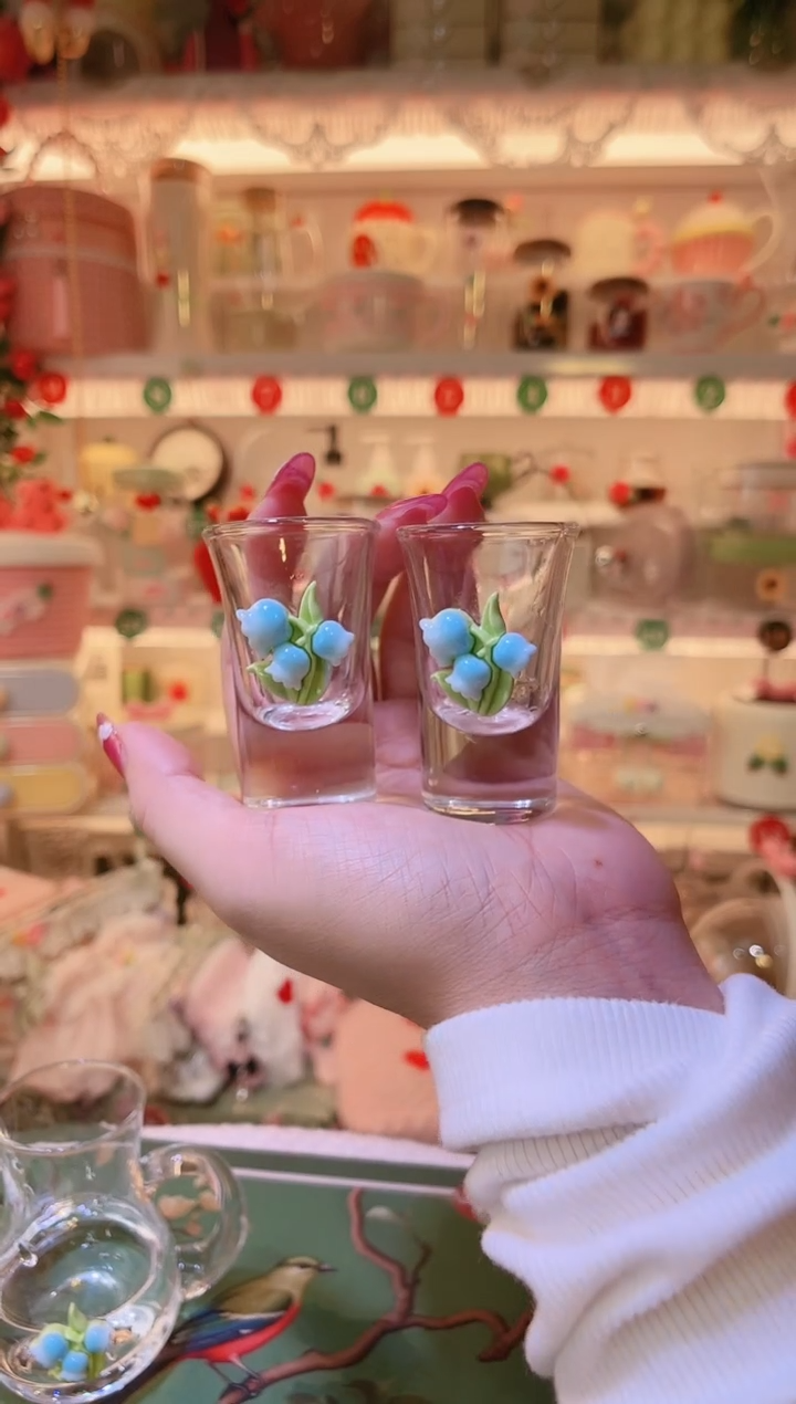 铃兰花白酒杯2个——手工制作品质好！
