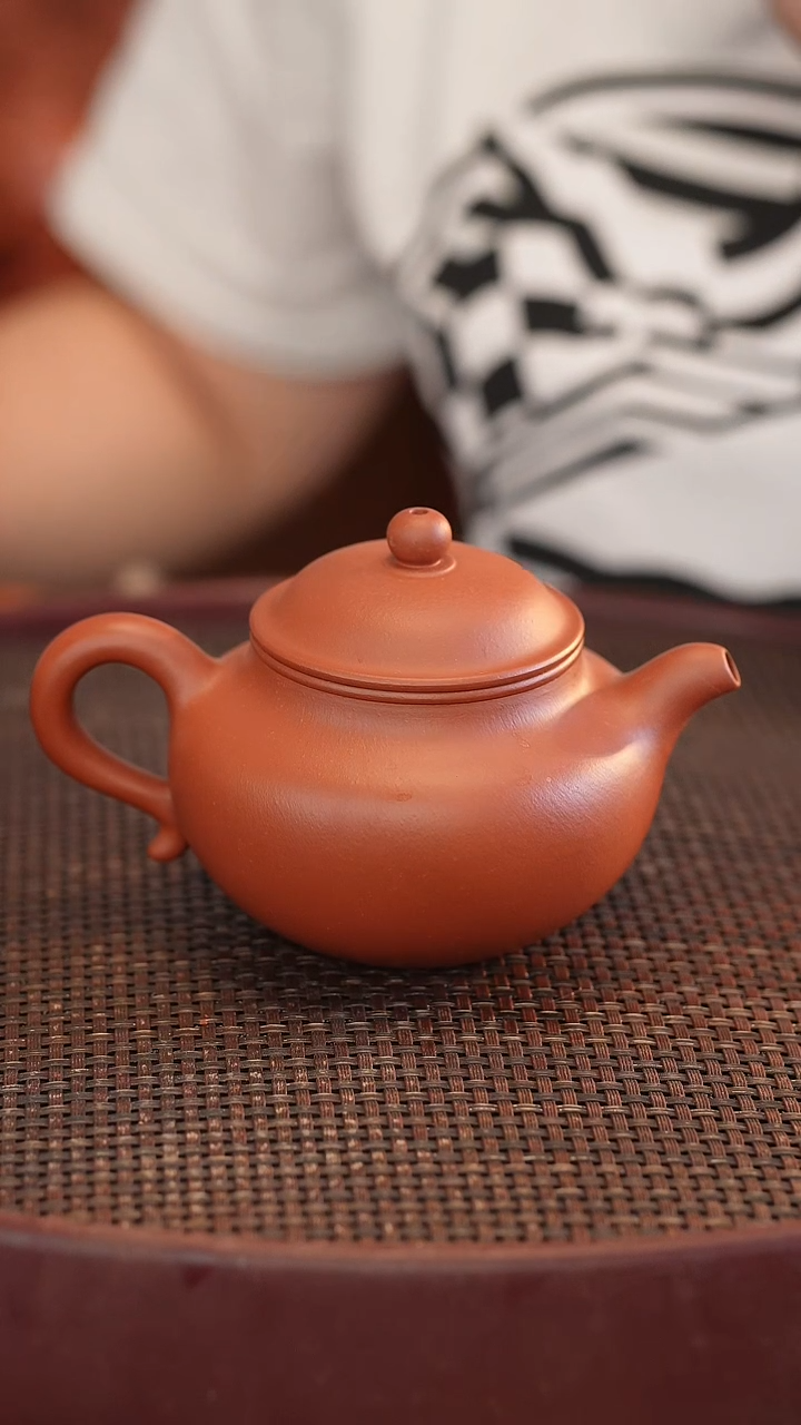 茶壶紫砂全手 大红袍 宽口 270cc 莲子 