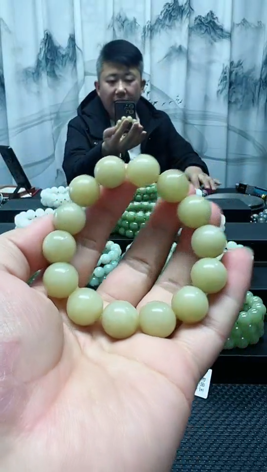 未镶嵌手串和田玉且末浅黄糖卡16纯天然