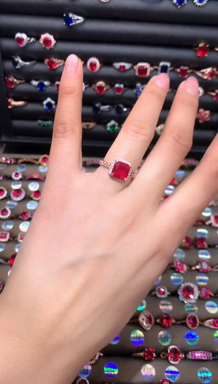 【闪购商品】红宝石戒指银S925镶嵌8