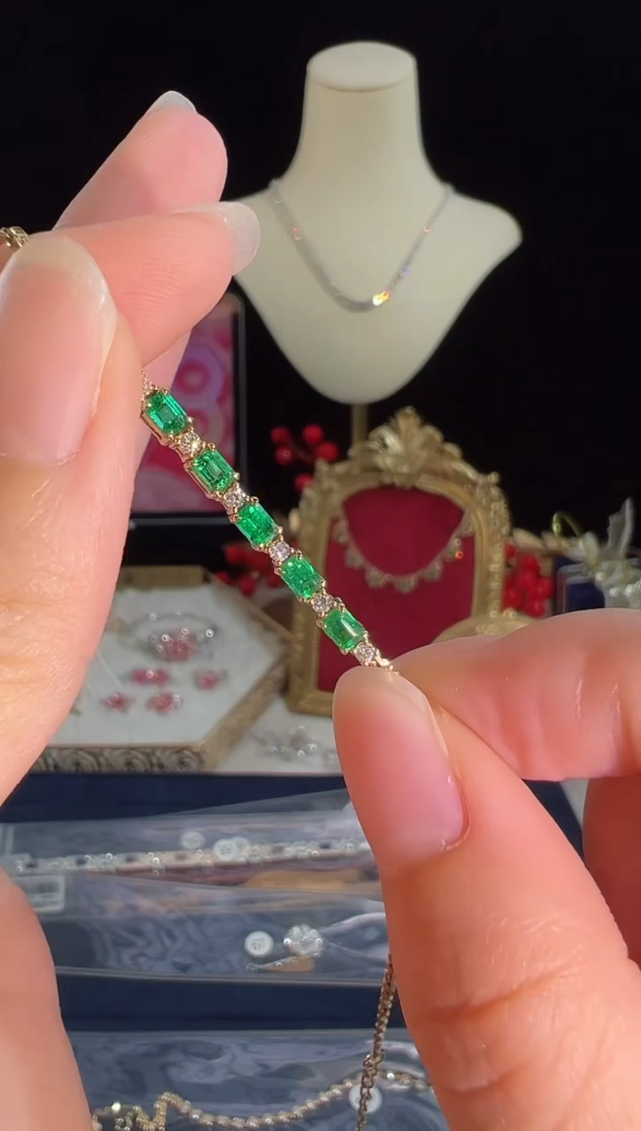 【闪购商品】祖母绿手链18K金镶嵌BB3602#-Y#65