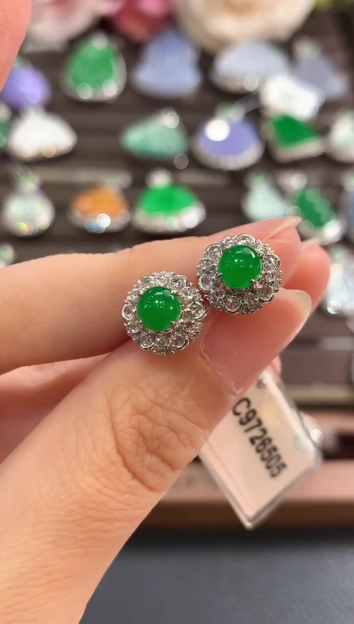 18K金镶嵌翡翠耳饰d56