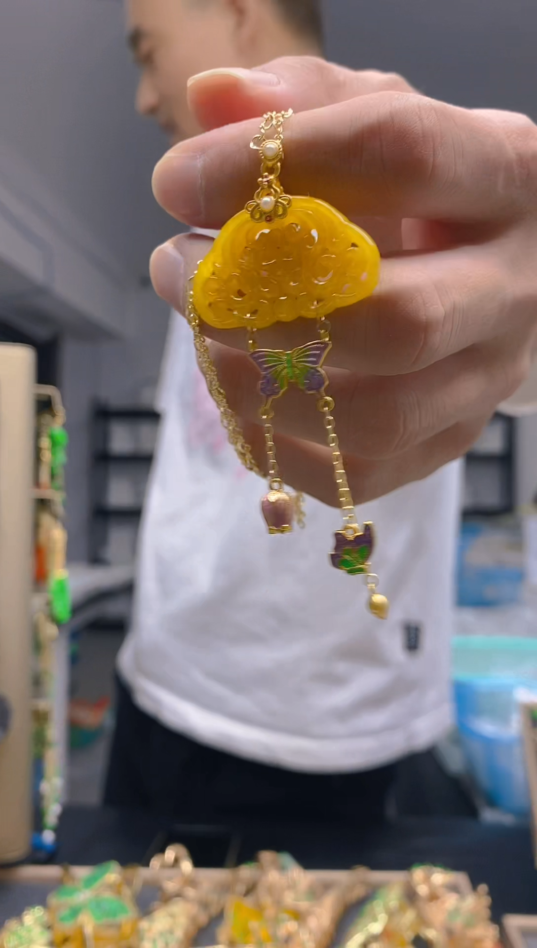 【闪购商品】翡翠耳饰合金0149翡翠锁骨链
