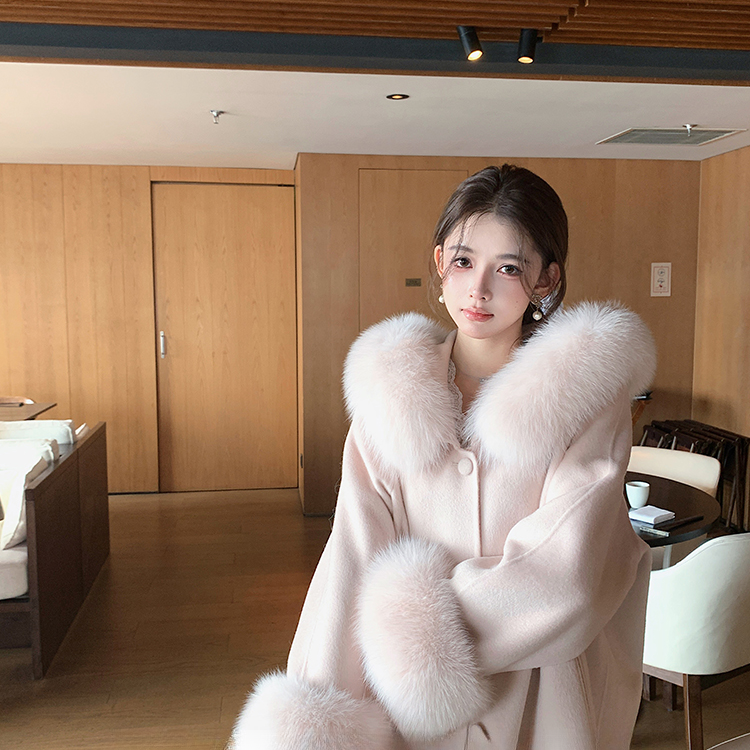 DayeeFur【芬兰雪境】超大狐狸毛领羊毛双面呢大衣过膝长款战袍大衣