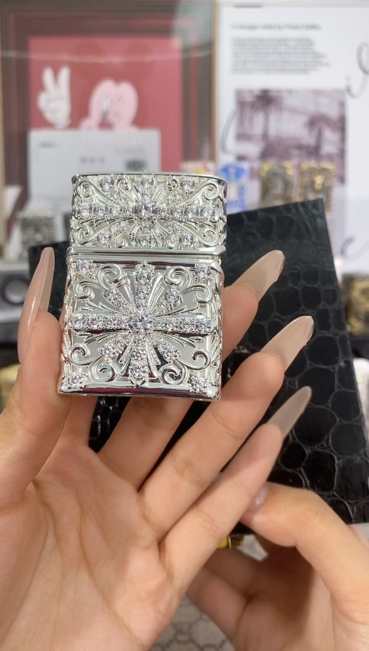 镜面满钻克罗心zippo