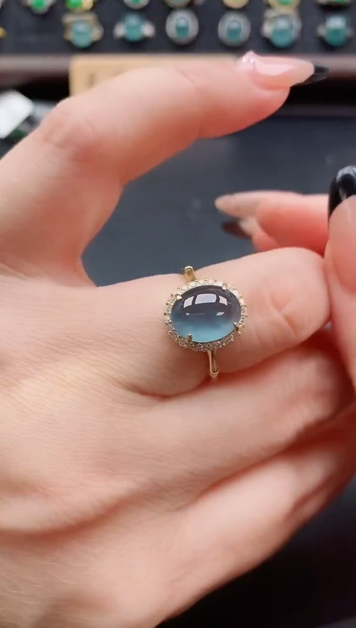 银S925镶嵌戒指翡翠1