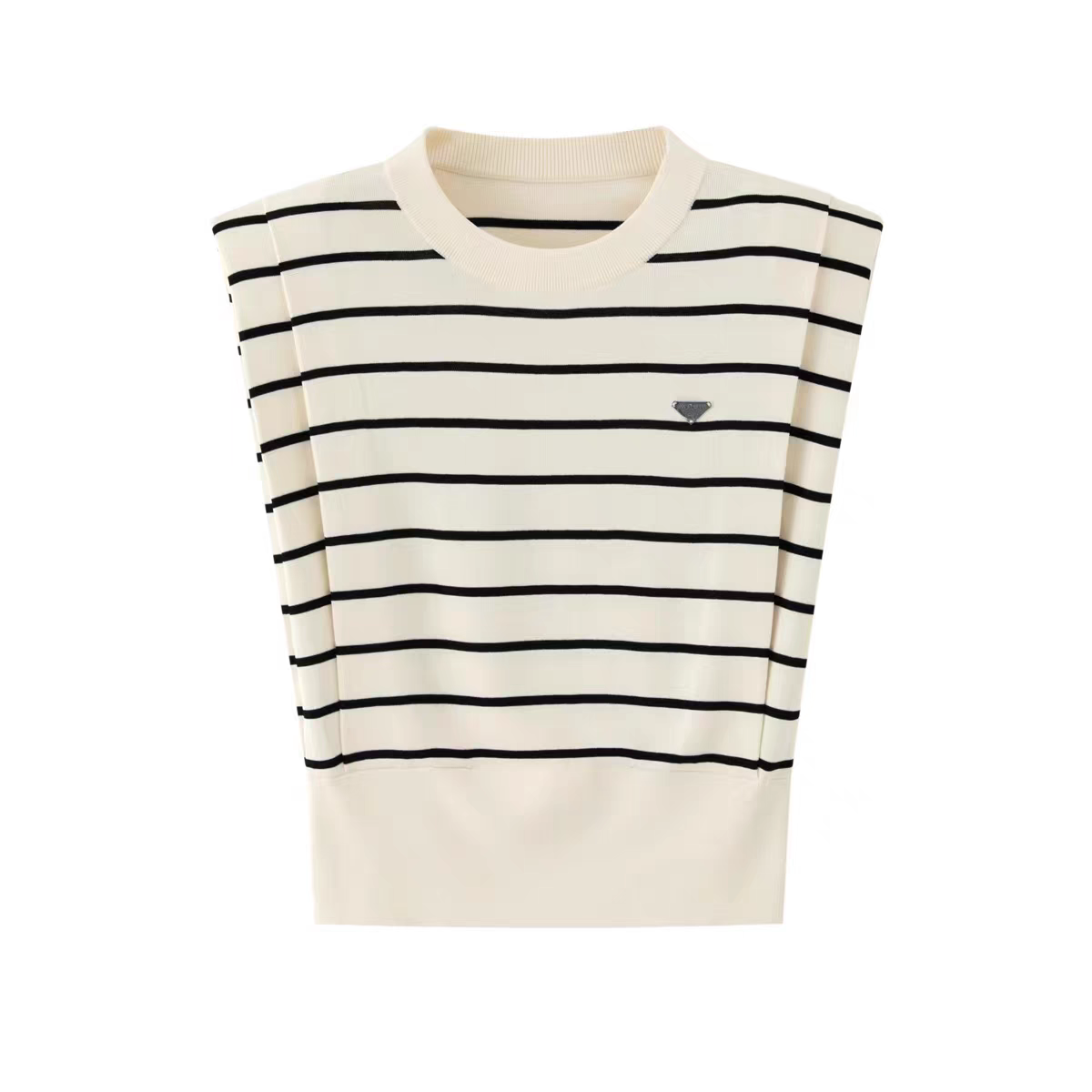 =艾家新款高级感时尚百搭条纹无袖马甲背心外套女-40438130马夹