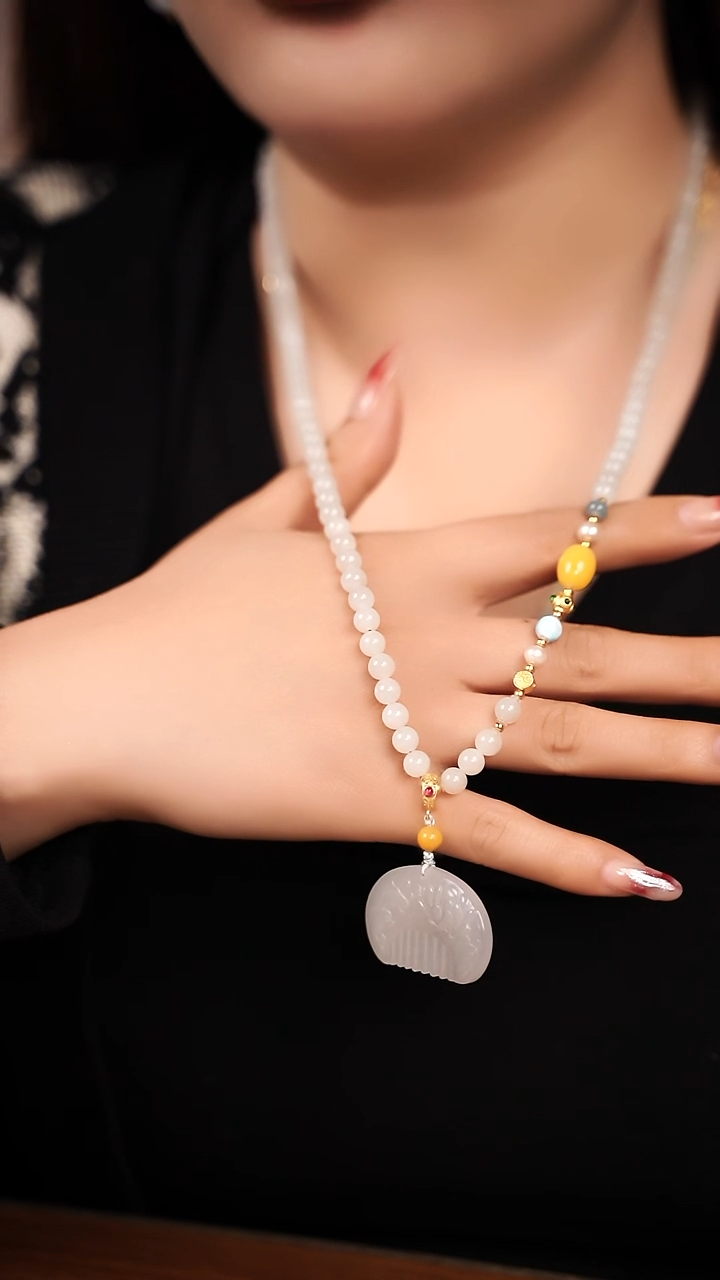 【闪购商品】和田玉项链银S925镶嵌X021415和田玉6m梳子