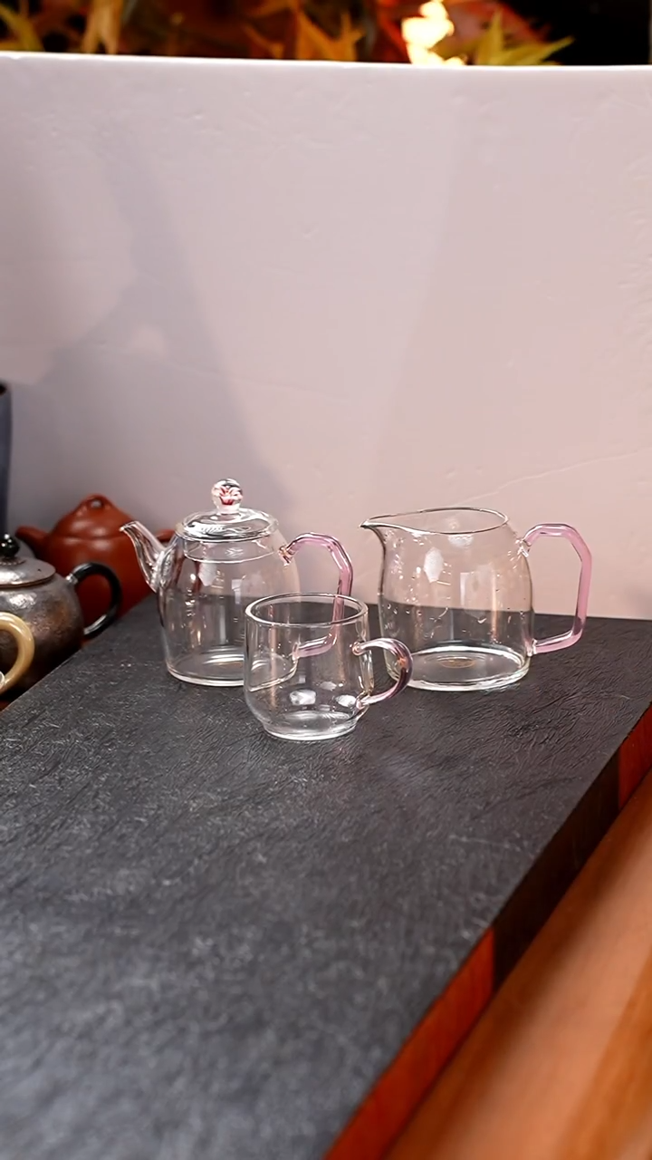 暗香疏影/秦权小泡壶/粉海棠+秦权匀杯/浅粉+水月杯2入/浅粉