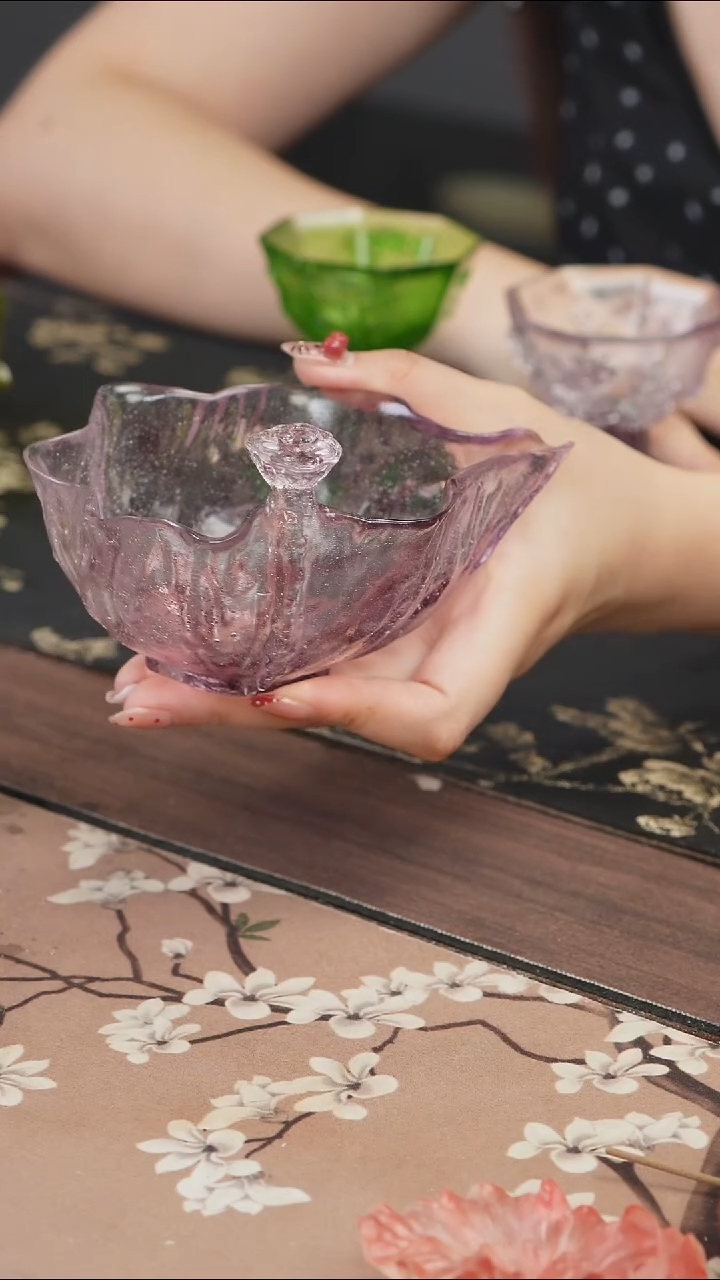 手工艺品琉璃紫色荷花公道