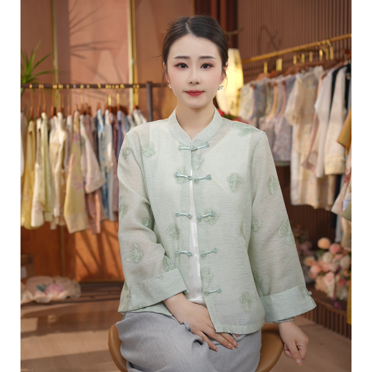 《 浅若梨花落-外套》新中式刺绣国风透气气质上衣外套