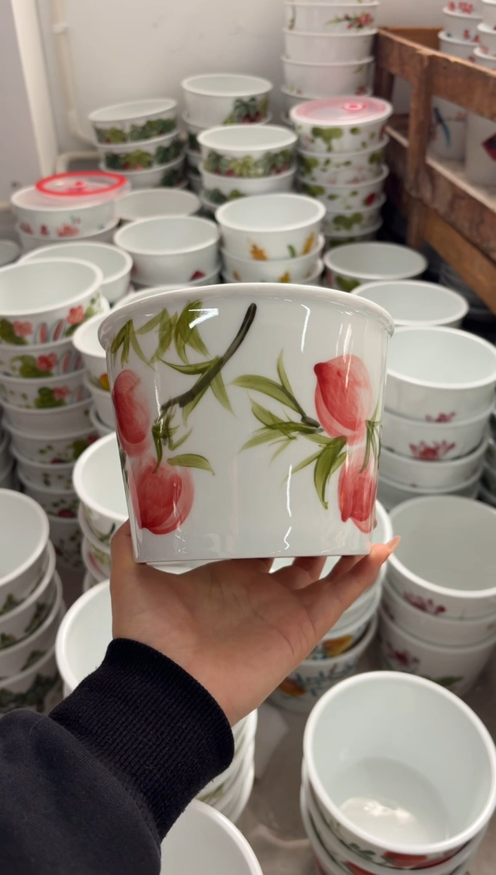 瓷片景德镇高温陶瓷食品级手绘釉中彩-大号泡面桶