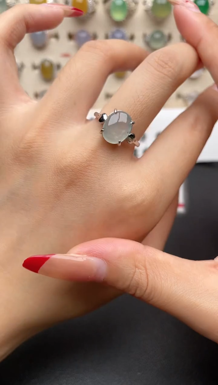 【闪购商品】翡翠戒指银S925镶嵌一物一证一礼盒