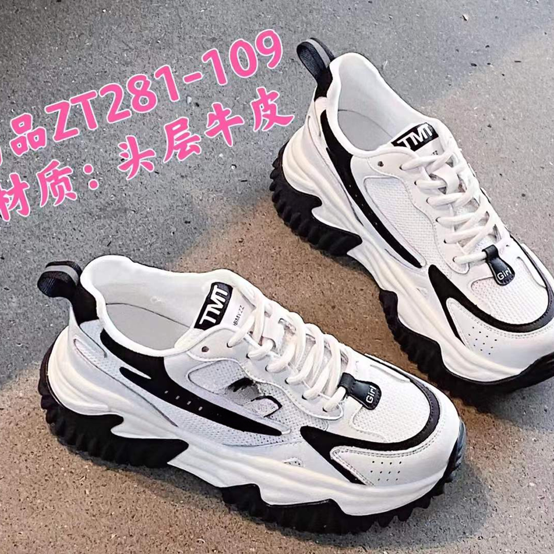 牛皮爆款281-109老爹鞋时尚百搭透气春季厚底ins韩版头层牛皮