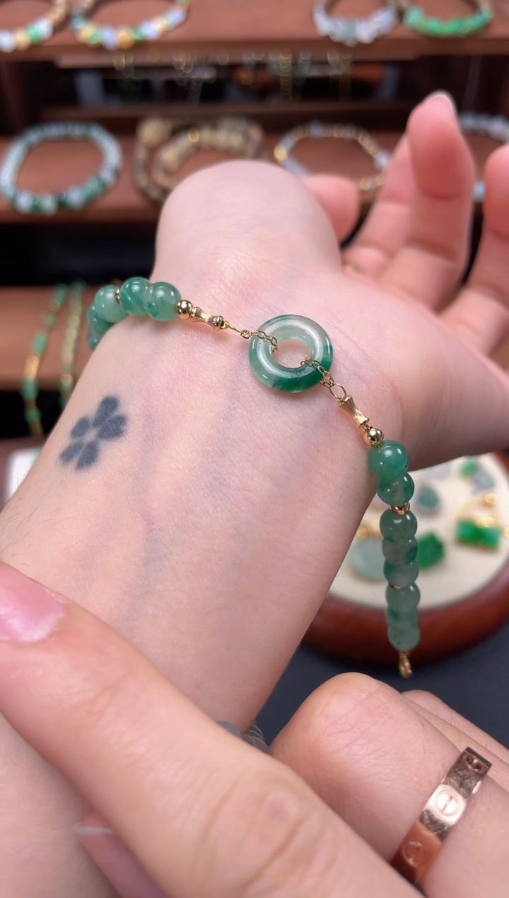 【闪购商品】石英质玉套链18K金镶嵌一个  JK615