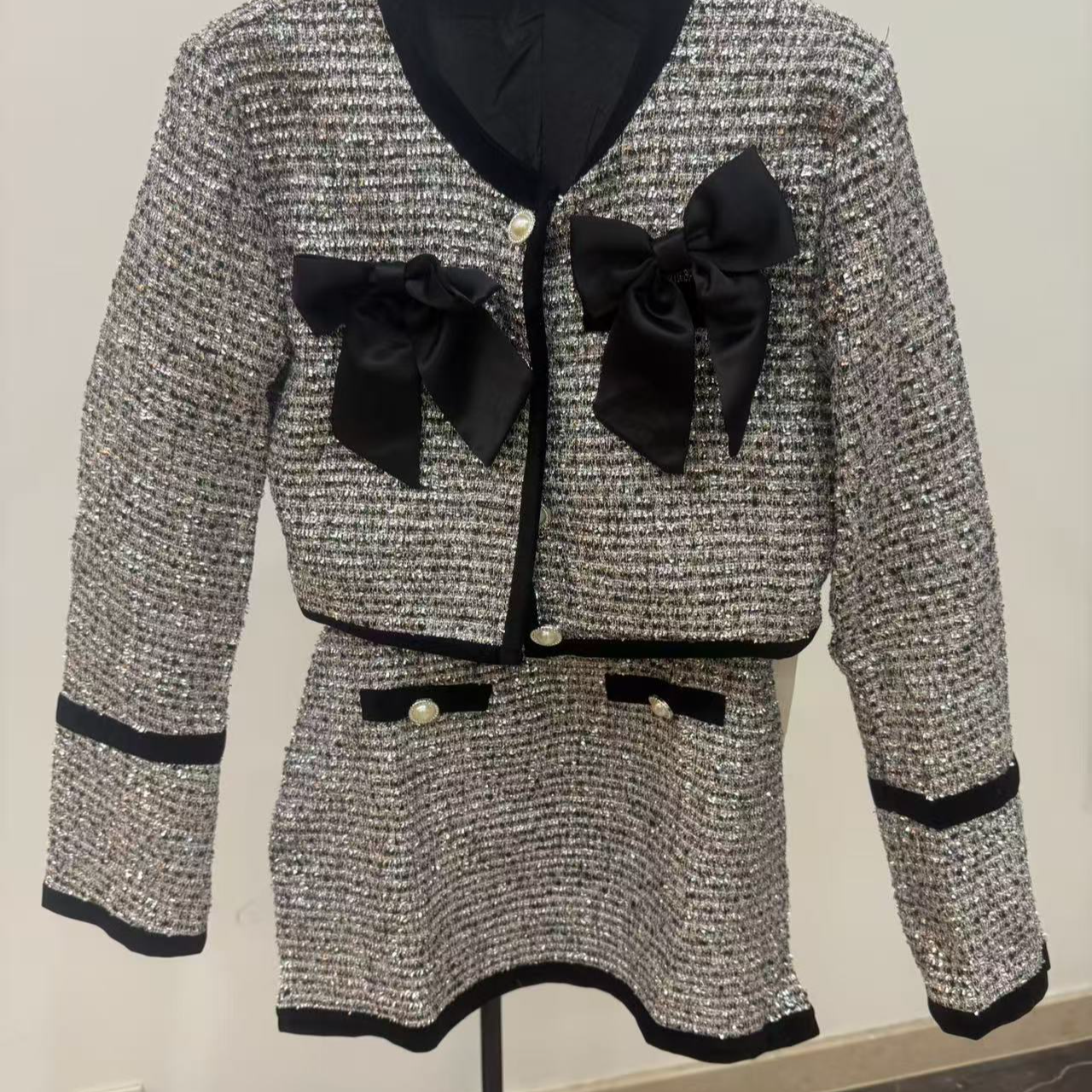 中国风休闲风INS风时尚套装秋冬粗花呢轻奢套装时髦FF0039