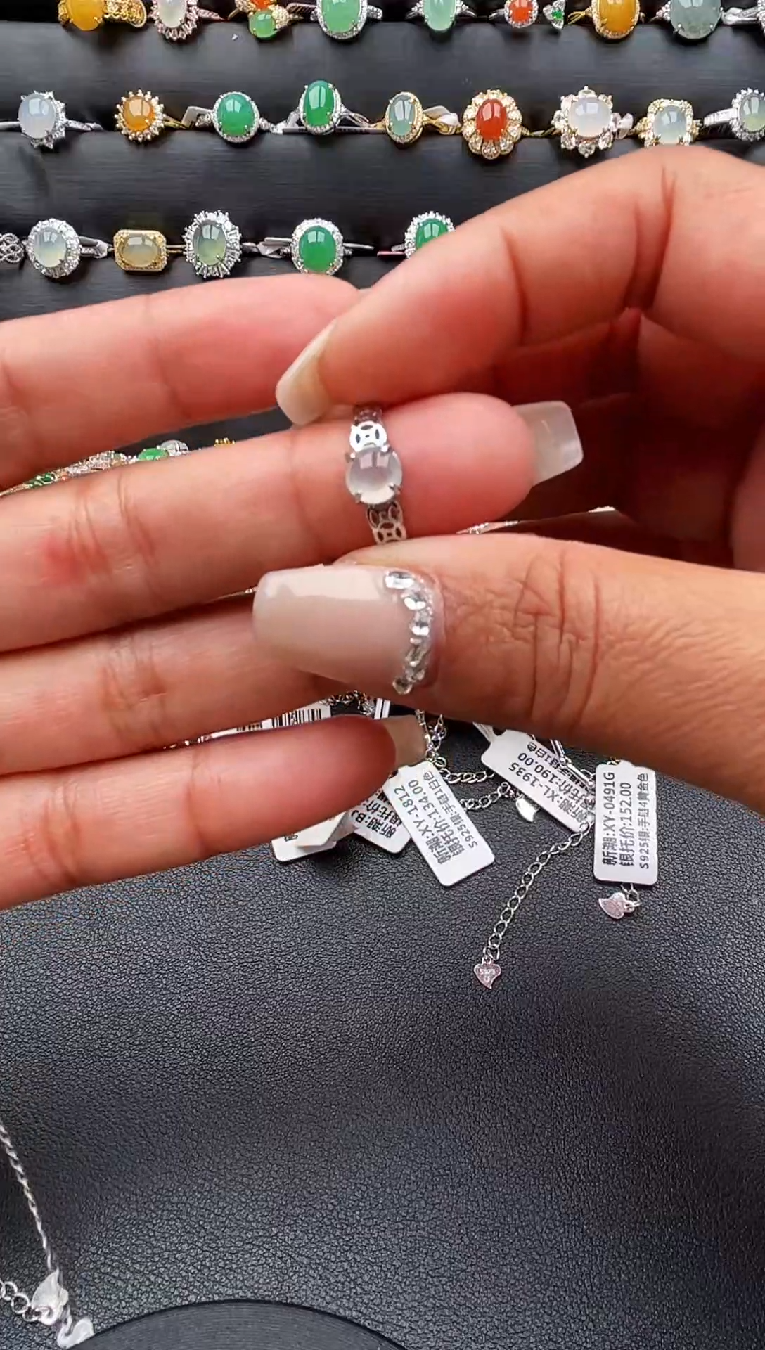 【闪购商品】翡翠戒指银S925镶嵌缅甸天然A货翡翠S925银镶嵌