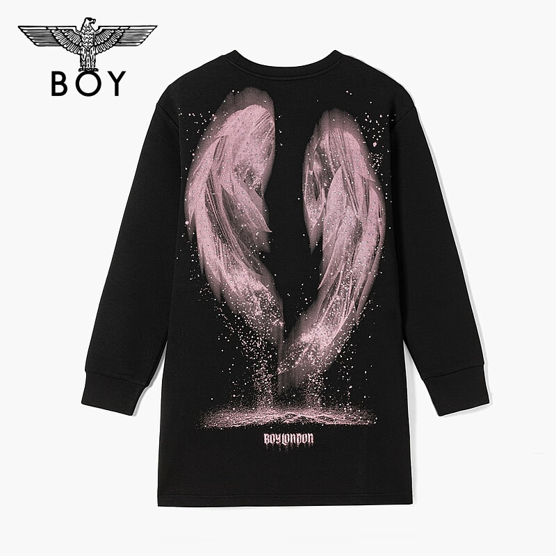 【星辰入海】BOYLONDON百搭琥珀流光长袖休闲闪钻宽松卫衣裙W17008