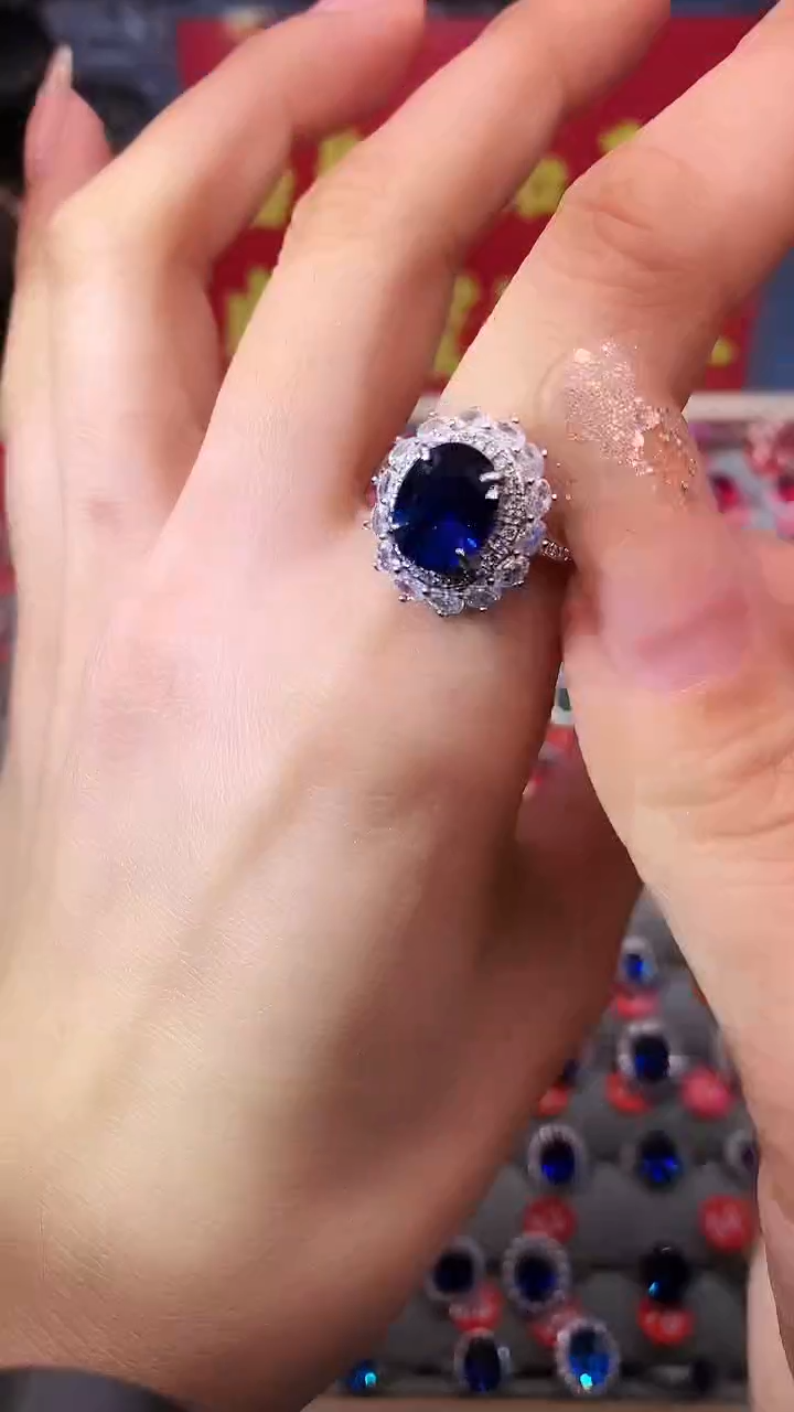 【闪购商品】蓝宝石戒指银S925镶嵌1111