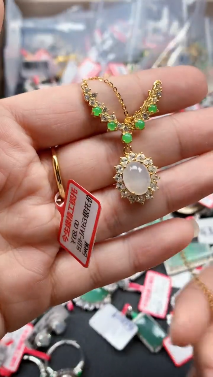 银S925镶嵌戒指翡翠天然A货缅甸翡翠