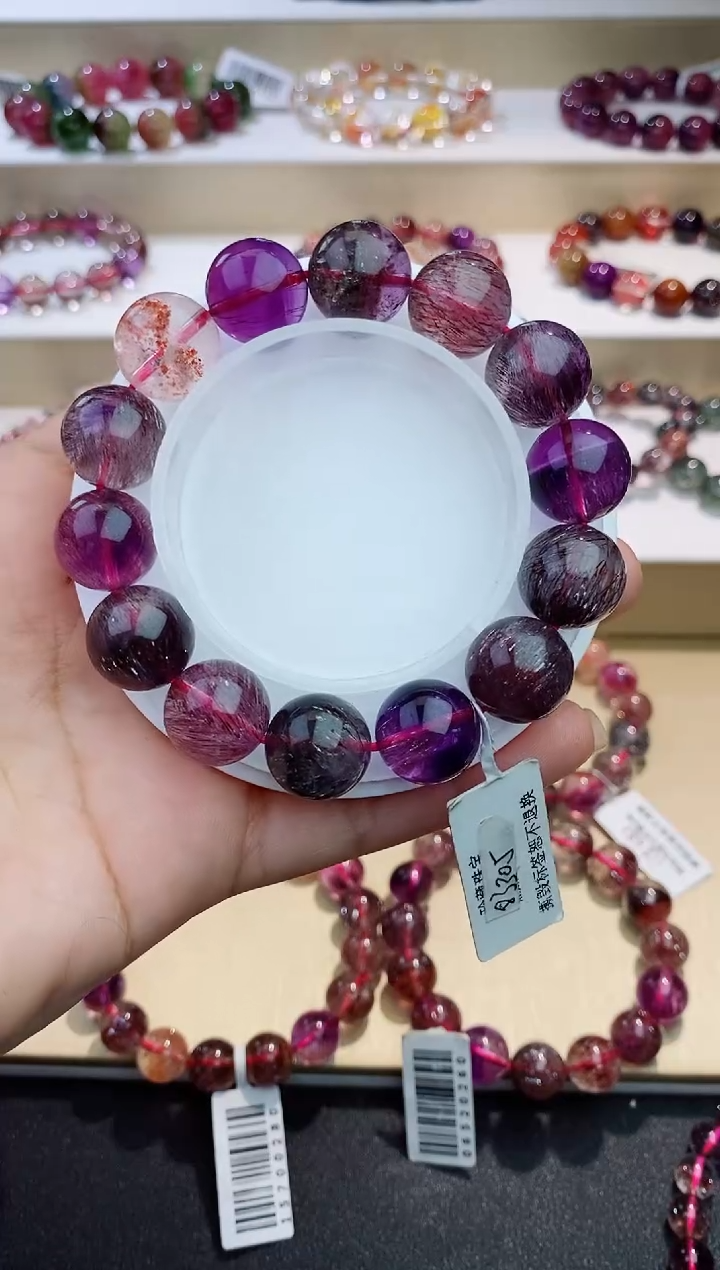 未镶嵌手链水晶黑加仑超七14m+