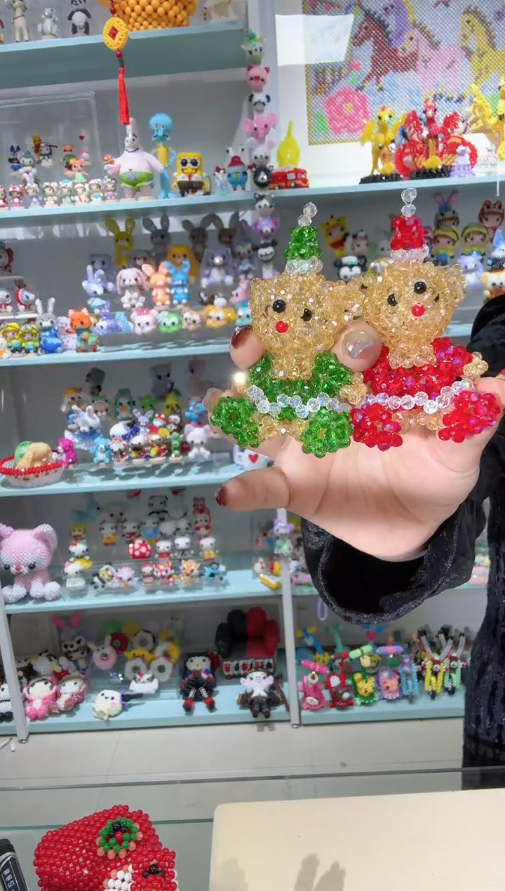 玻璃0425卡4水晶圣诞泰迪熊材料包买红宠绿