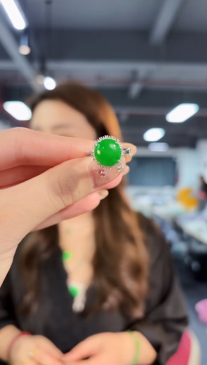 【闪购商品】翡翠戒指18K金镶嵌缅料A货/支持复检/一件