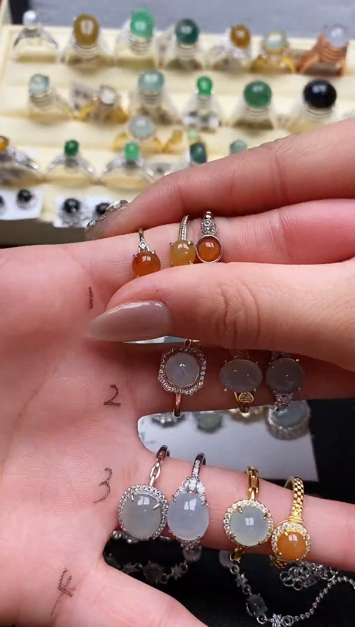 【闪购商品】翡翠戒指银S925镶嵌缅甸翡翠3   1+