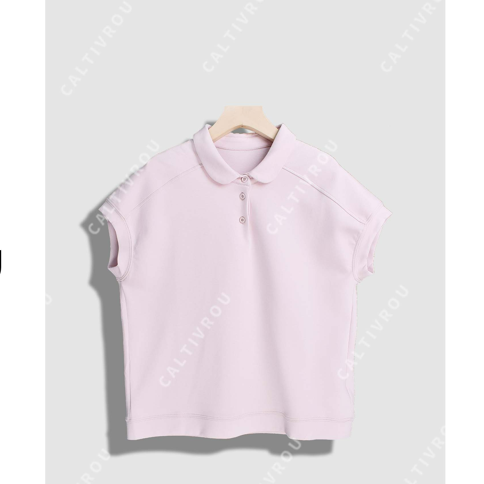 【璐璐】【现货】纯色Polo领短袖T恤女夏季宽松显瘦休闲上衣Y17313