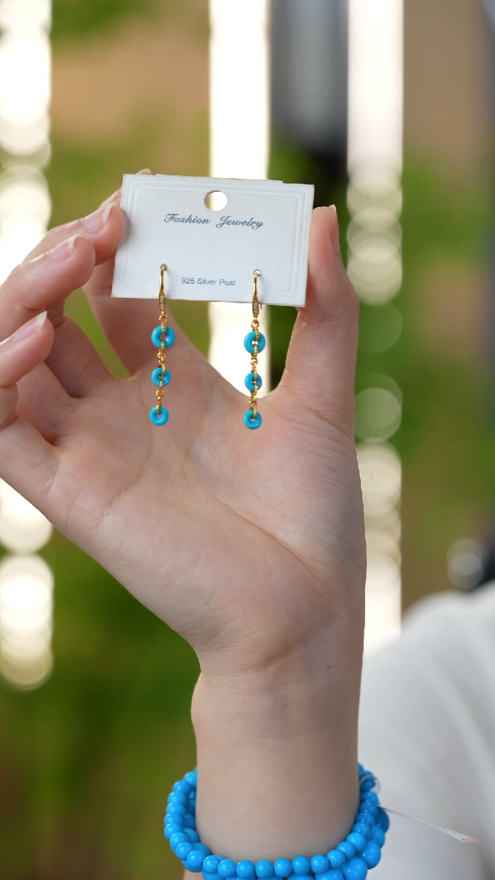 银S925镶嵌绿松石耳饰秒拍号9