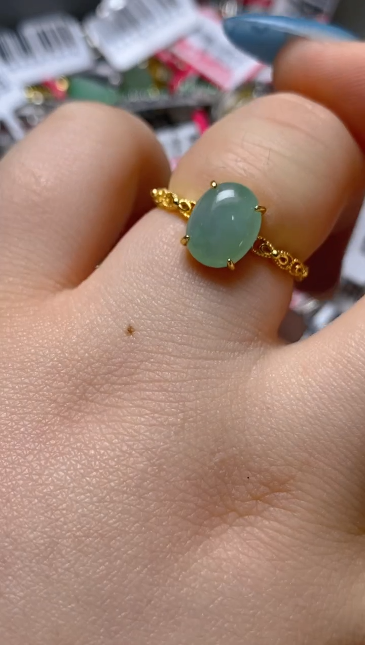 银S925镶嵌戒指翡翠百内无证书