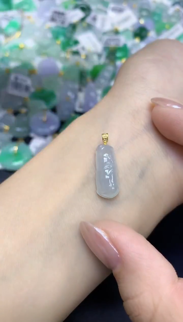 颈饰18K金镶嵌翡翠天然缅甸翡翠A货百元以上9元证书费自理