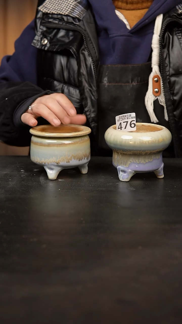 【闪购商品】瓷片476泥泥手工花盆口7-8高7-8