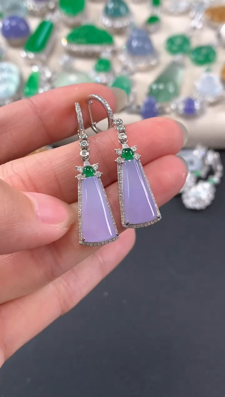 【闪购商品】翡翠耳饰18K金镶嵌A334|9800