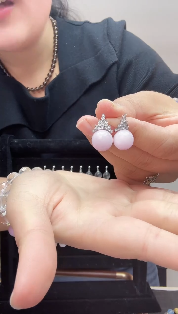 未镶嵌耳饰水晶紫锂咴耳钉13