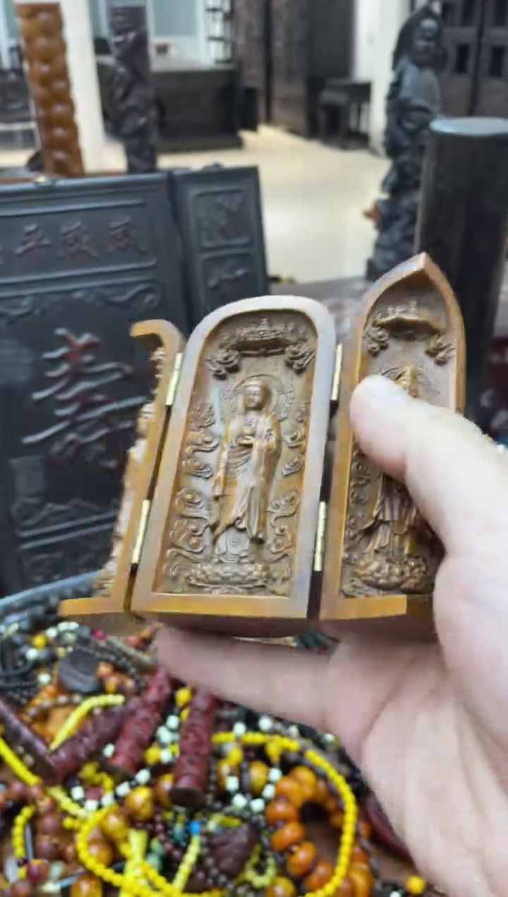 【闪购商品】木黄杨三开小屏风