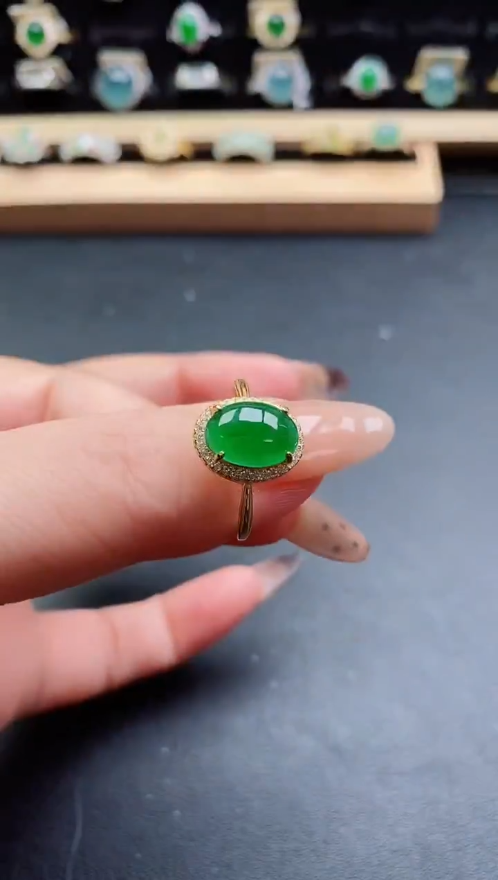 银S925镶嵌戒指翡翠1