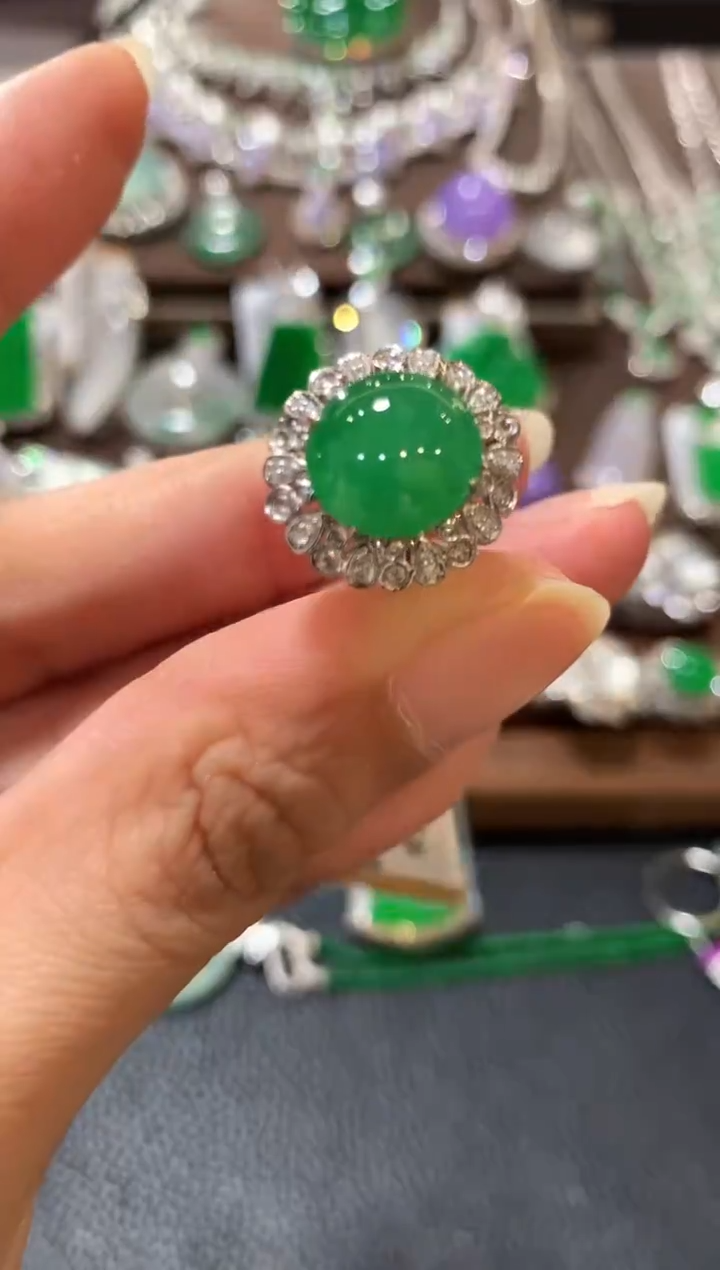 18K金镶嵌戒指翡翠m189 多样性一件发货