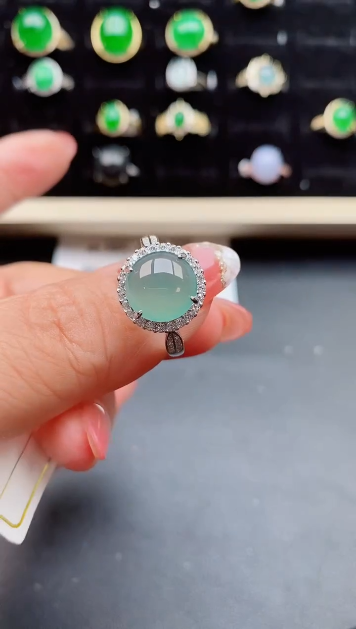 【闪购商品】翡翠戒指银S925镶嵌085050
